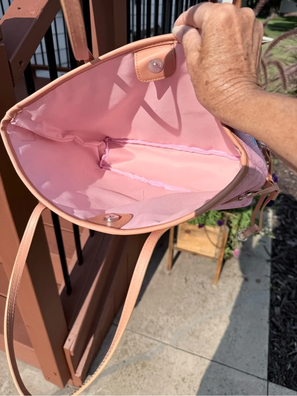 Disney Pink Stitch Tote with Tan Trim - NWT